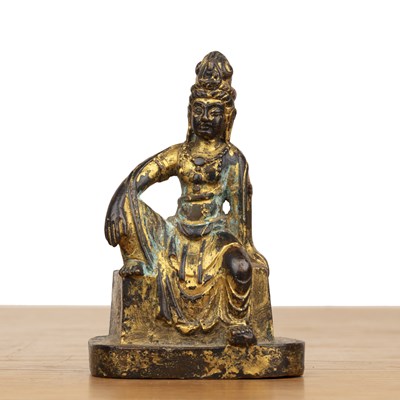 Lot 234 - Gilt bronze figure of Bodhisattva Guanyin...