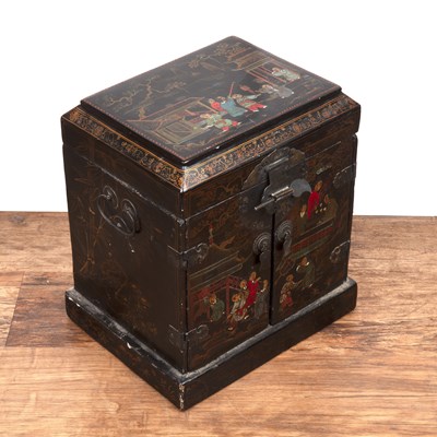 Lot 61 - Chinoiserie lacquered table top cabinet with...