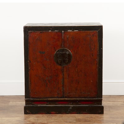 Lot 477 - Lacquer side cabinet Chinese with panel doors,...