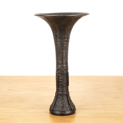 Lot 480 - Bronze archaic beaker vase, Gu Chinese with...