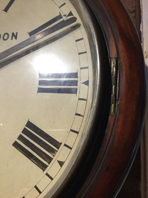Lot 124 - A 19th century mahogany drop dial wall clock,...