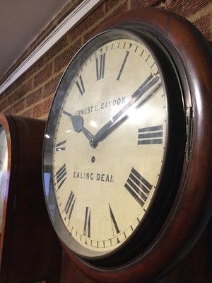 Lot 124 - A 19th century mahogany drop dial wall clock,...