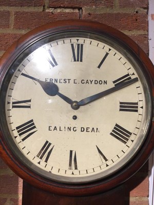 Lot 124 - A 19th century mahogany drop dial wall clock,...