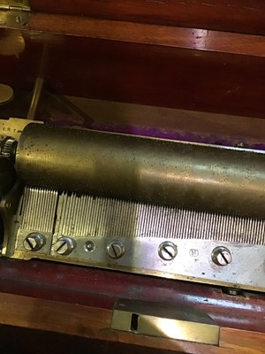 Lot 197 - A late 19th century Swiss music box with a...
