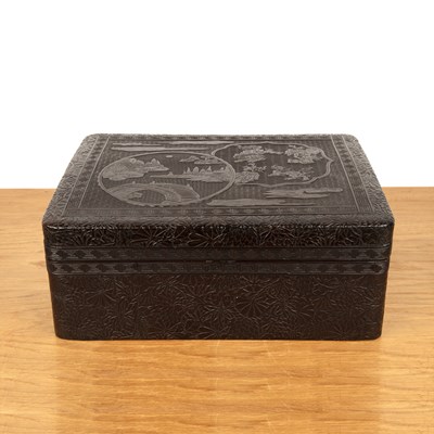 Lot 486 - Cinnabar lacquer set in a carved box Chinese...