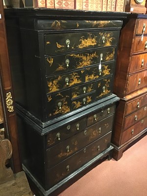 Lot 127 - A Regency style chinoiserie black lacquered...