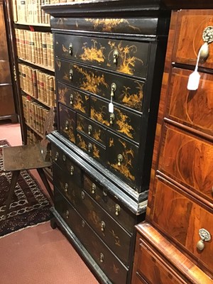 Lot 127 - A Regency style chinoiserie black lacquered...