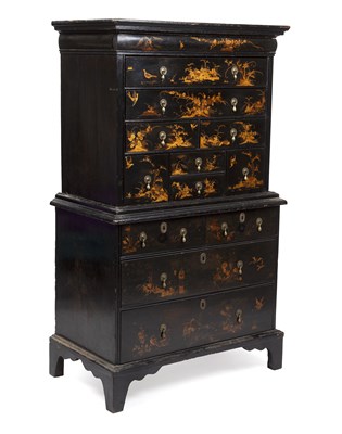 Lot 127 - A Regency style chinoiserie black lacquered...