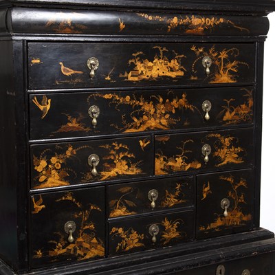 Lot 127 - A Regency style chinoiserie black lacquered...