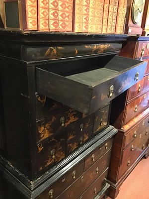 Lot 127 - A Regency style chinoiserie black lacquered...