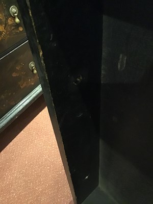 Lot 127 - A Regency style chinoiserie black lacquered...