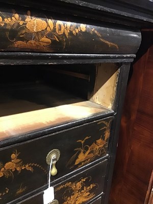 Lot 127 - A Regency style chinoiserie black lacquered...
