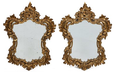 Lot 496 - A pair of 19th century gilt, carved wood framed mirrors