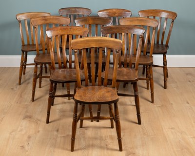 Lot 263 - A Harlequin set of ten lath-back Oxford chairs