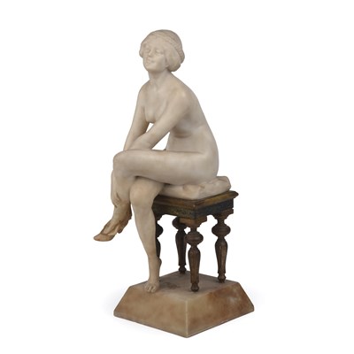 Lot 131 - Galileo Pochini (Italian 1800-1899) Alabaster...
