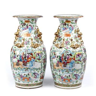 Lot 132 - A pair of 19th century Chinese canton vases,...