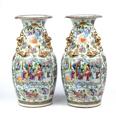 Lot 132 - A pair of 19th century Chinese canton vases,...