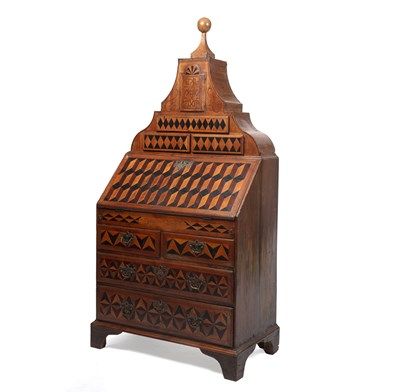 Lot 135 - A George II cedarwood and parquetry bureau,...