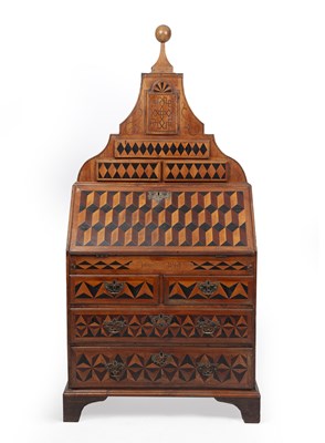 Lot 135 - A George II cedarwood and parquetry bureau,...