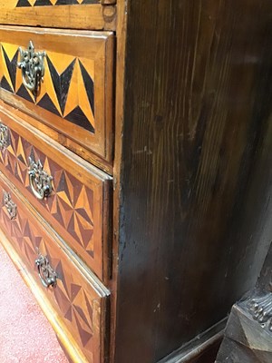 Lot 135 - A George II cedarwood and parquetry bureau,...