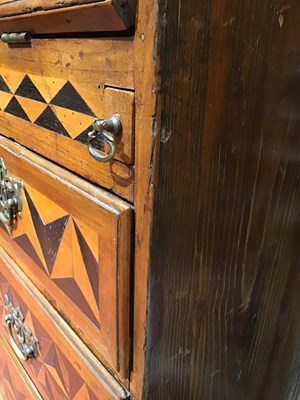 Lot 135 - A George II cedarwood and parquetry bureau,...