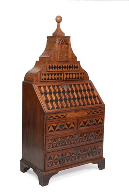Lot 135 - A George II cedarwood and parquetry bureau,...