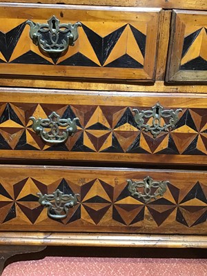 Lot 135 - A George II cedarwood and parquetry bureau,...