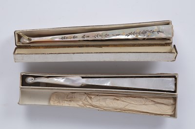 Lot 210 - Five 19th century French of mother of pearl...
