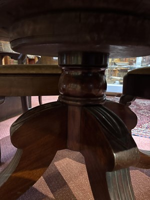 Lot 139 - A Regency style mahogany drum table with green...