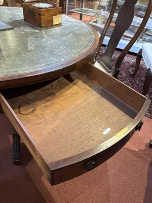 Lot 139 - A Regency style mahogany drum table with green...