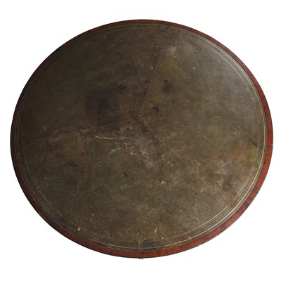 Lot 139 - A Regency style mahogany drum table with green...
