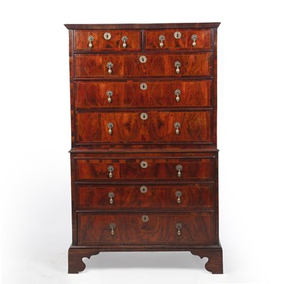 Lot 140 - A George II figured rosewood chest on chest...