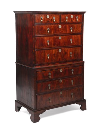 Lot 140 - A George II figured rosewood chest on chest...