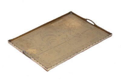 Lot 186 - A 19th century Chinese brass tray with...