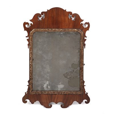 Lot 150 - A George II fret framed wall mirror, 85cm high