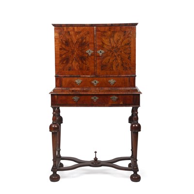 Lot 143 - A Queen Anne and later walnut cabinet on a...