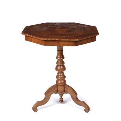 Lot 187 - A 19th century walnut marquetry inlaid centre...