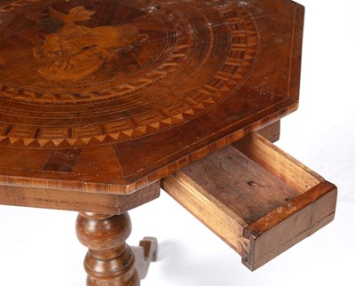 Lot 187 - A 19th century walnut marquetry inlaid centre...