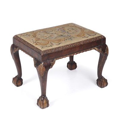 Lot 165 - An 18th century walnut stool with tapestry...