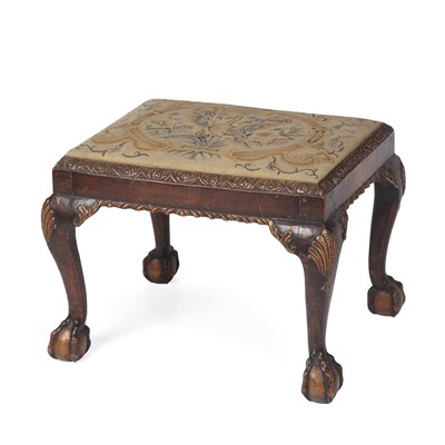 Lot 165 - An 18th century walnut stool with tapestry...