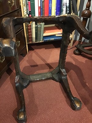Lot 165 - An 18th century walnut stool with tapestry...