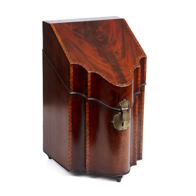 Lot 171 - A George III mahogany knife box with fitted...