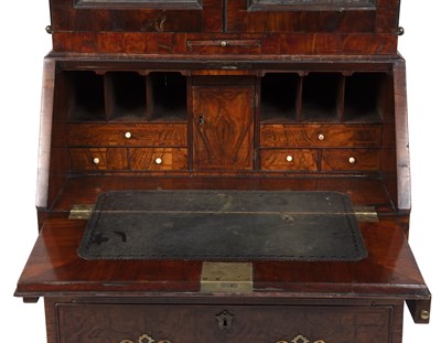 Lot 185 - An early 18th century English burr wood bureau...
