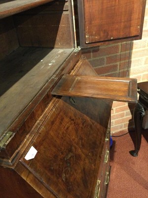 Lot 185 - An early 18th century English burr wood bureau...