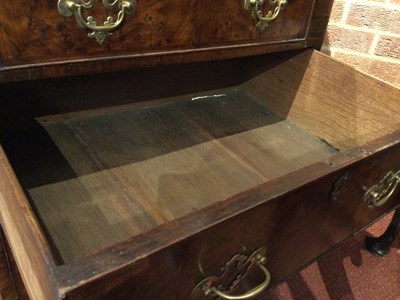 Lot 185 - An early 18th century English burr wood bureau...