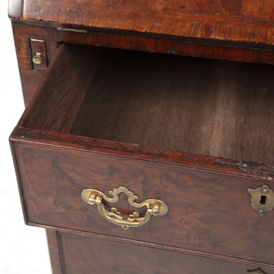 Lot 185 - An early 18th century English burr wood bureau...