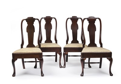 Lot 162 - A set of four George II mahogany chairs with...