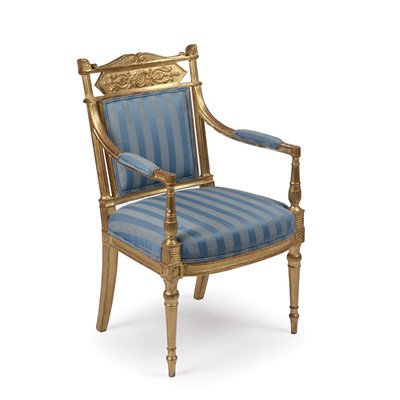 Lot 172 - A Regency giltwood open armchair with...