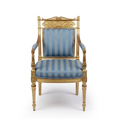 Lot 172 - A Regency giltwood open armchair with...