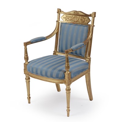 Lot 172 - A Regency giltwood open armchair with...